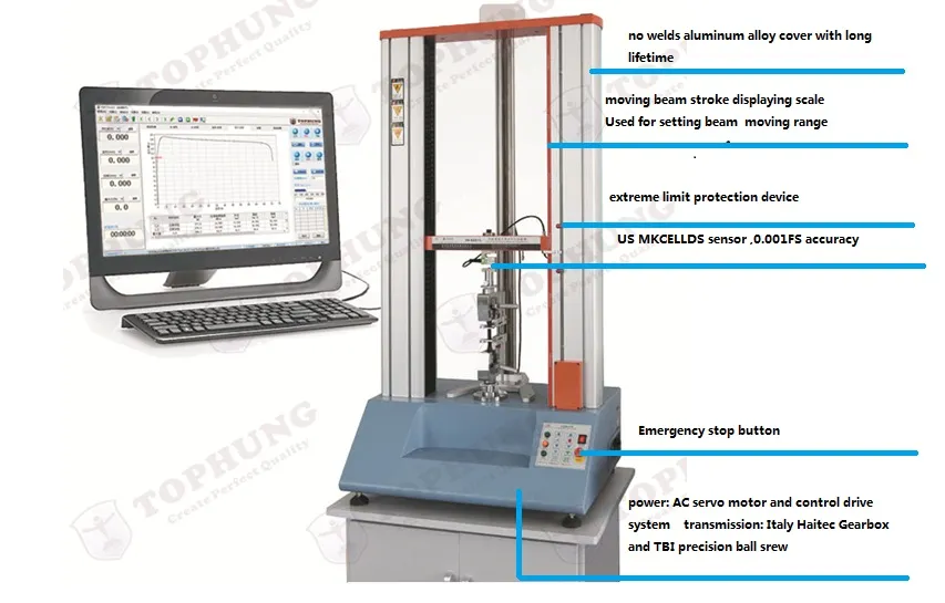 Electronic 20kn Ultimate Elongation Lab Tensile Testing Equipment