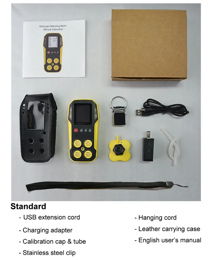 High-End Multi-Gas Detector, H2s So2 Detector with High Resolution Color Display