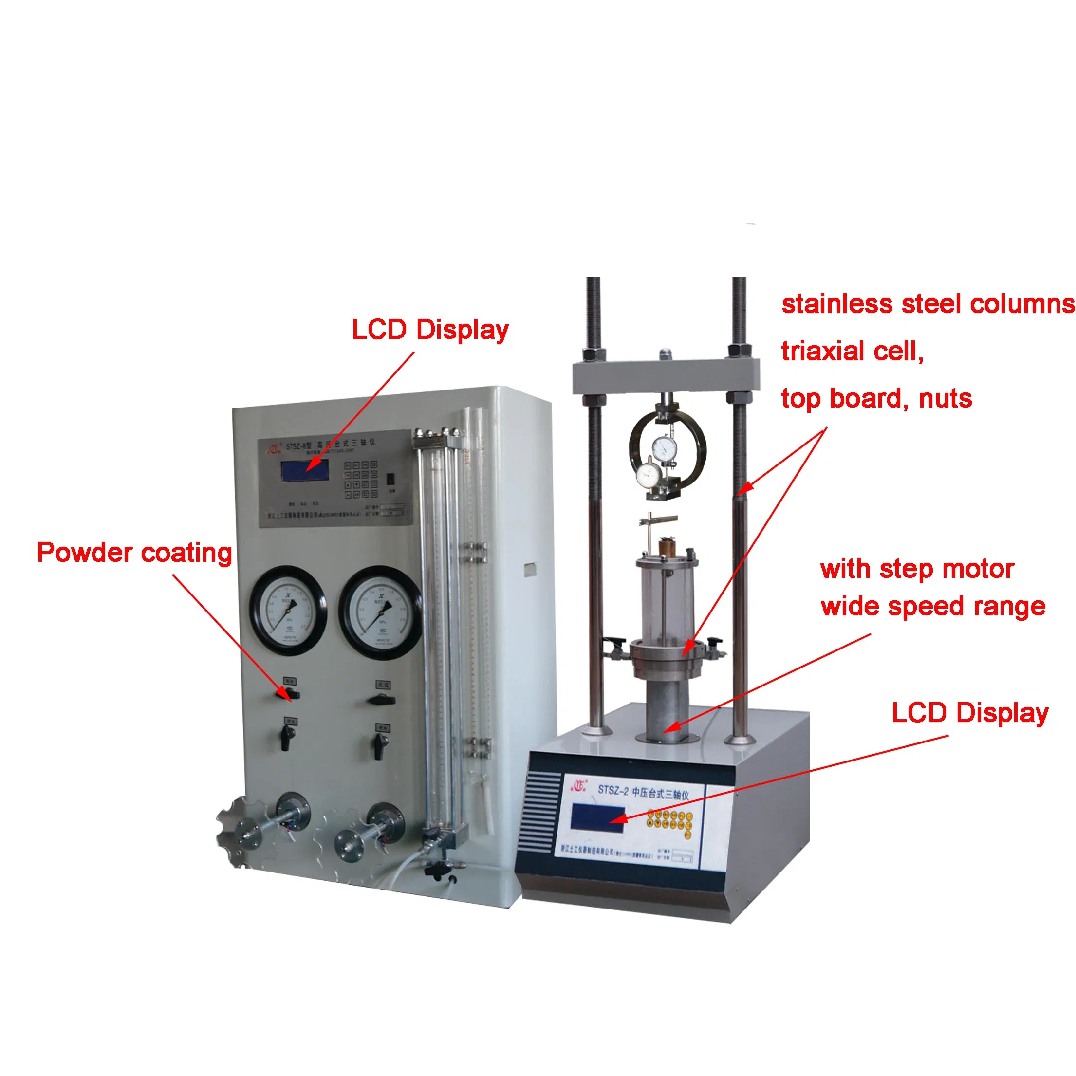 Triaxial Test Set (10KN Light-duty, 30KN midium Pressure, 80KN High Pressure)